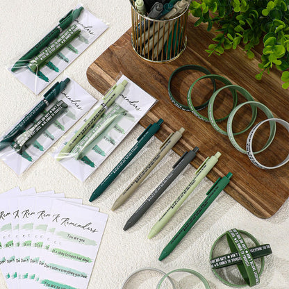 Feifeiya 50 Set Inspirational Mental Health Awareness Gift Mental Health Bracelet Wristbands Green Awareness Motivational Pens Positive Affirmation Bookmarks for Counseling School Counselor Gift