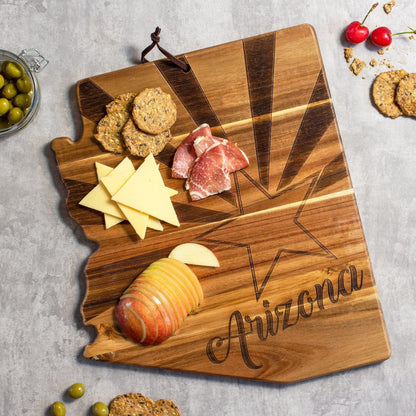 Totally Bamboo Rock & Branch Origins Series Arizona State Shaped Cutting Board and Charcuterie Serving Tray, Includes Hang Tie for Wall Display 11-3/4" x 13-1/2" x 5/8"