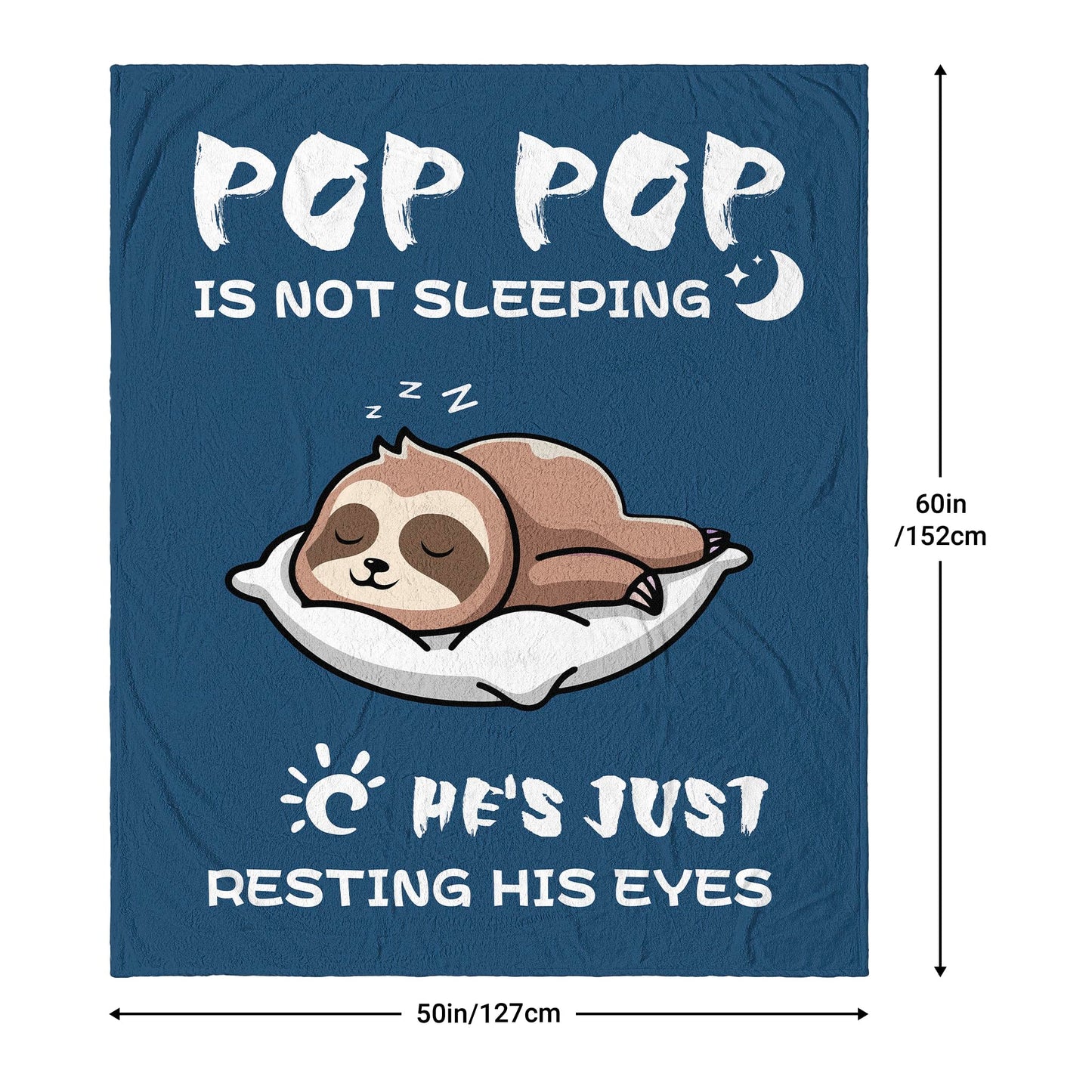 Pop Pop Birthday Gifts from Grandkids, Gifts for Pop Pop/Grandpa, Grandpa Birthday Gifts, Soft & Cozy Sloth Blanket Throw 60" X 50"