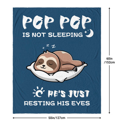 Pop Pop Birthday Gifts from Grandkids, Gifts for Pop Pop/Grandpa, Grandpa Birthday Gifts, Soft & Cozy Sloth Blanket Throw 60" X 50"