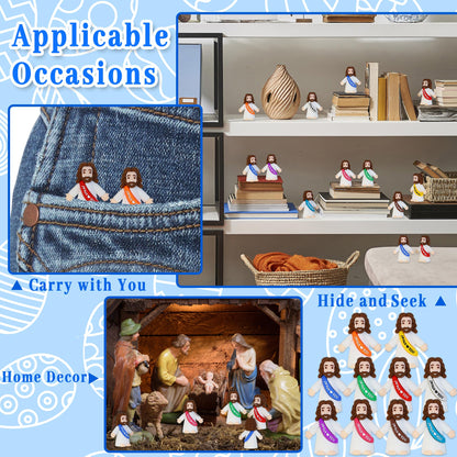 Bamamon 50 Pcs Little Jesus Figures, Mini Jesus Figurines in Bulk Easter Jesus Loves You Tiny Christ Toys to Hide and Seek Sunday School Religious Party Favors Baptism Gifts for Easter Egg Stuffers