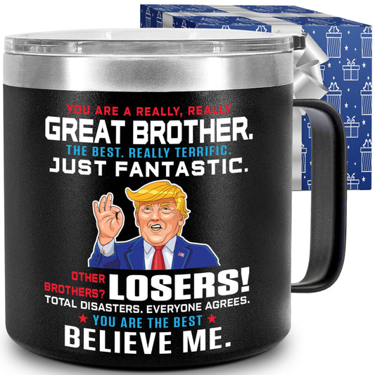 Gifts for Brother from Sister, Birthday Gift for Adult Older Bro, You Are A Really Great Brother Mug Tumbler 14Oz - Insulated Coffee Cup with Lid and Gift Box