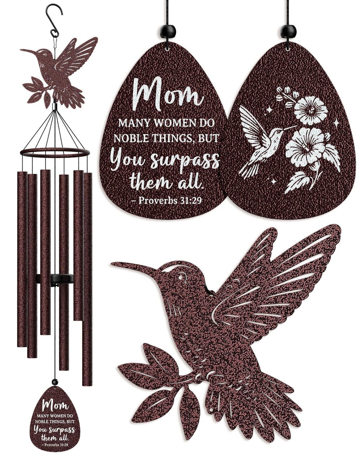 Aurahouse Mothers Day Birthday Gifts for Mom, 37'' Mom Wind Chimes, Christian Gifts for Moms, Mother Birthday Gift from Daughter Son, Religious Christmas Valentines Day Presents for Moms