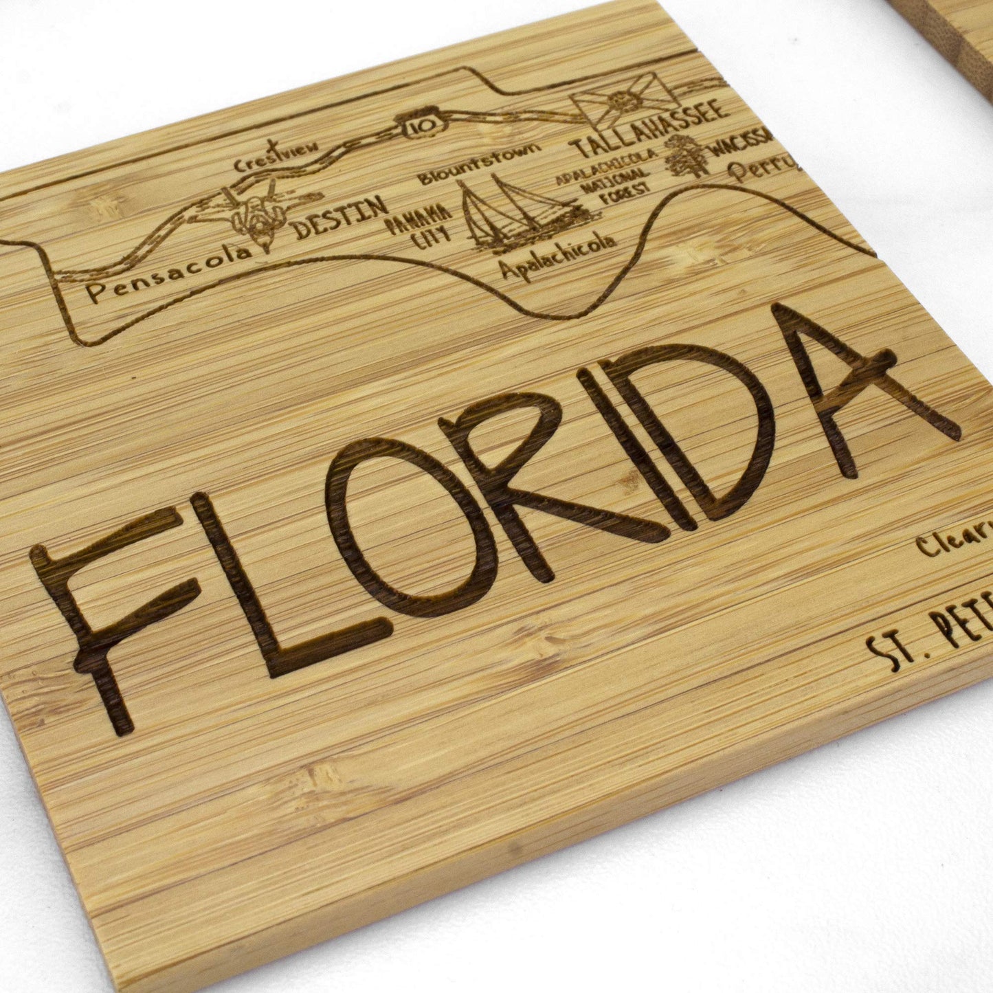 Totally Bamboo Florida State Puzzle 4 Piece Bamboo Coaster Set with Case