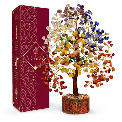Chakra Tree of Life Birthday Gifts for Women, Mom, Sister, Friends, Handmade Healing Crystal Tree Bring Money, Positivity & Good Luck, Boho Home, Room and Office Desk Decor, Unique Gifts for Mother