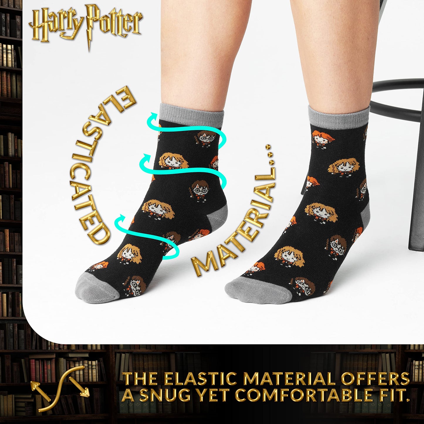 Harry Potter Gifts Mug & Socks Gift Set for Women Teens US Size 4-9, Tea & Coffee Ceramic Mug & Soft Calf Socks Set (4/9 US)