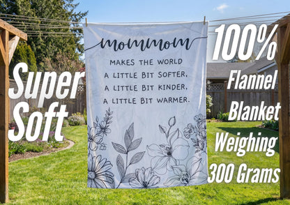 InnoBeta Mommom Gifts, Grandma Gifts for Mommom, Flannel Throw Blankets on Mother's Day, Christmas, Birthday, 50" x 65", Beige Flowers
