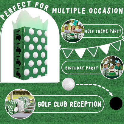 Golf Party Favor Bags – 24 Pcs Golf Gift Bags with 5 Designs, Paper Goodie Bags for Sports Theme Birthday Party Decorations and Golf Event Supplies