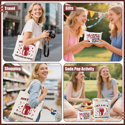Drinks Lovers Canvas Bags - 2Pcs Soda Drinks Lover Gift Tote Bag Makeup Bag, Bring Me A Pepper And Tell Me I’m Pretty Handbag Cosmetic Pouch, Supply for Birthday Party Vodka Drinkers