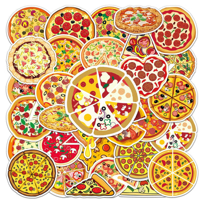 Pizza Stickers Pack, 50PCs, Aesthetic Vinyl Waterproof Decals, Food Stickers for Hydro Flask, Laptop, Water Bottle, Gift Decals for Toddlers, Teens, Girls (Pizza)