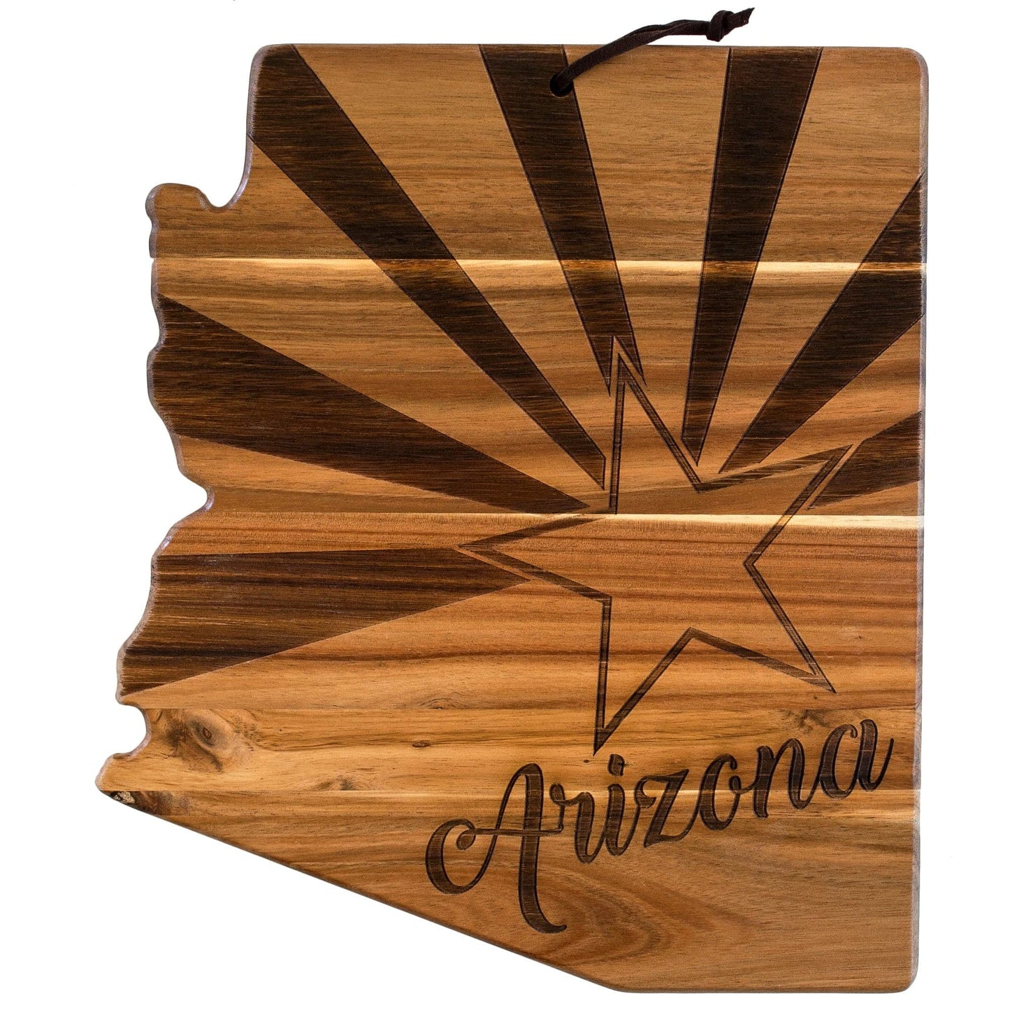 Totally Bamboo Rock & Branch Origins Series Arizona State Shaped Cutting Board and Charcuterie Serving Tray, Includes Hang Tie for Wall Display 11-3/4" x 13-1/2" x 5/8"