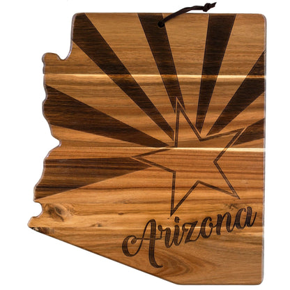 Totally Bamboo Rock & Branch Origins Series Arizona State Shaped Cutting Board and Charcuterie Serving Tray, Includes Hang Tie for Wall Display 11-3/4" x 13-1/2" x 5/8"
