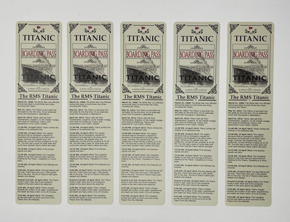 Titanic Bookmark Ticket Boarding Pass Merchandise RMS Titanic Gifts Memorabilia 5 Pack