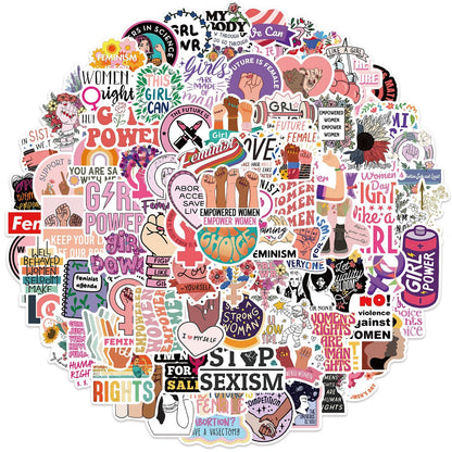 100Pcs Inspirational Feminist Stickers Pack,Girl Power Rights Feminism Colorful Vinyl Sticker,Laptop Water Bottle Phone Skateboard Stickers Decals for Women Ladies Girls