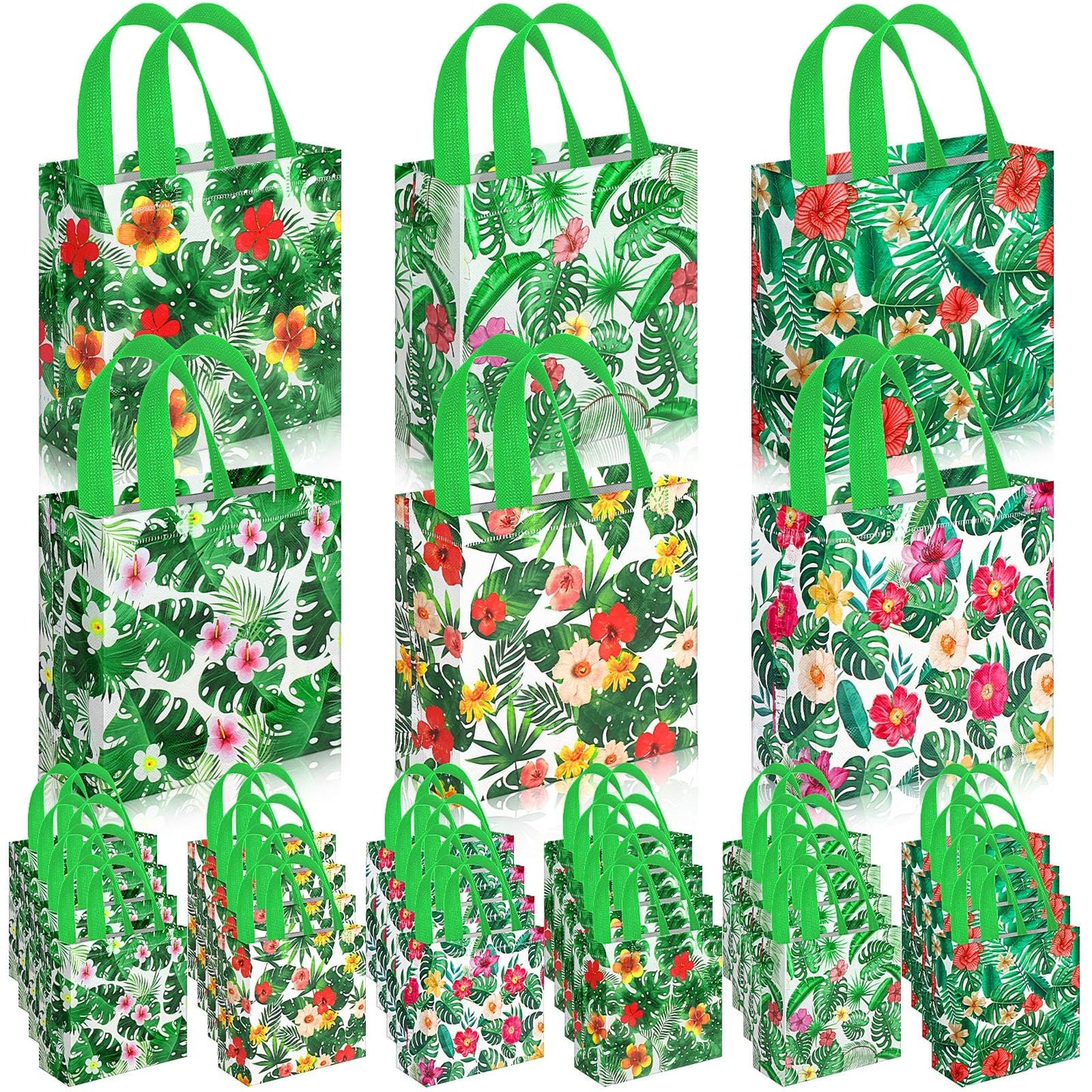 Sweetude 40 Pcs Luau Gift Party Favor Bags with Handle, Non Woven Goodie Bags Birthday Favor for Birthday Baby Shower Packaging Supplies