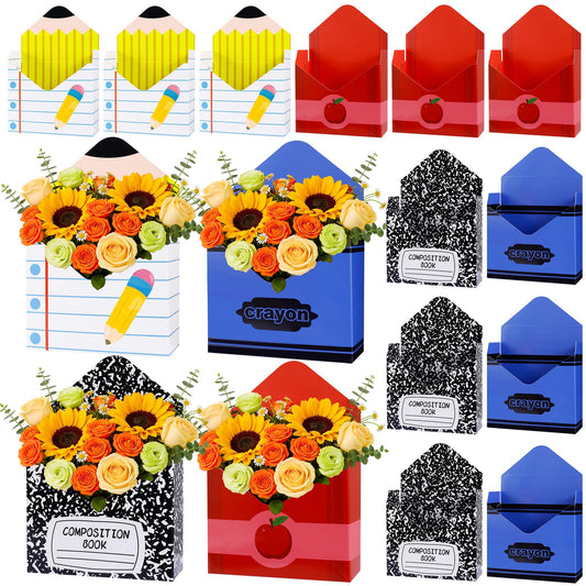 12 Pcs Back to School Gift Boxes Teacher Gift Boxes Florist Bouquet Envelope Box Paper School Teachers Envelope Gift Box,Teacher Appreciation Gifts Floral Boxes Flower Bouquet Packaging Party Favors