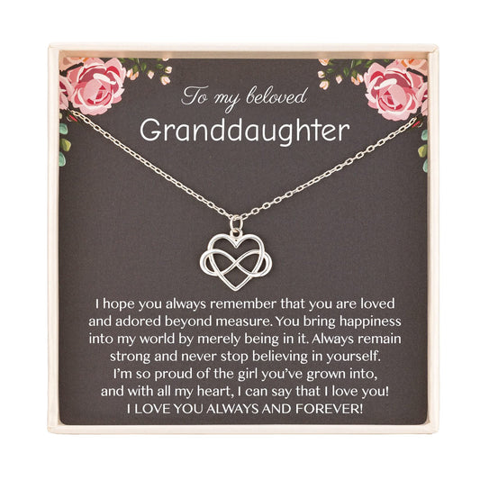 RareLove Granddaughter Necklace,Granddaughter Gifts from Grandma,925 Sterling Silver Tiny Infinity Heart Necklaces for Granddaughter,Birthday gift,Graduation Gift