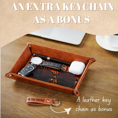 INNObeta Male Nurse Gifts Valet Tray for Men, Desktop Storage Organizer PU Leather Bedside Tray Key Coin Holder for Birthday - The Man The Myth The Legend