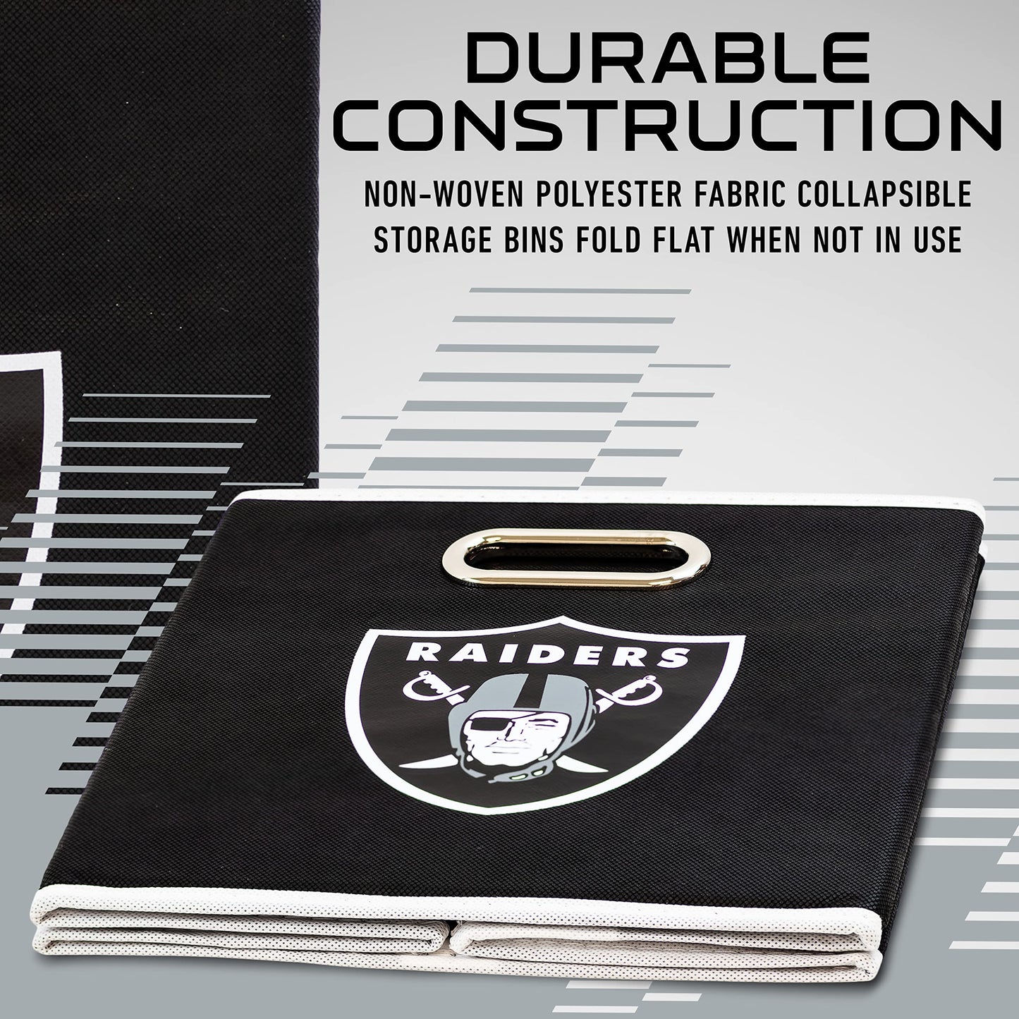 Franklin Sports NFL Storage Bins - Collapsible Cube Container + Basket - NFL Office, Bedroom + Living Room - 11"x11"