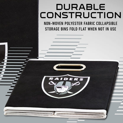 Franklin Sports NFL Storage Bins - Collapsible Cube Container + Basket - NFL Office, Bedroom + Living Room - 11"x11"