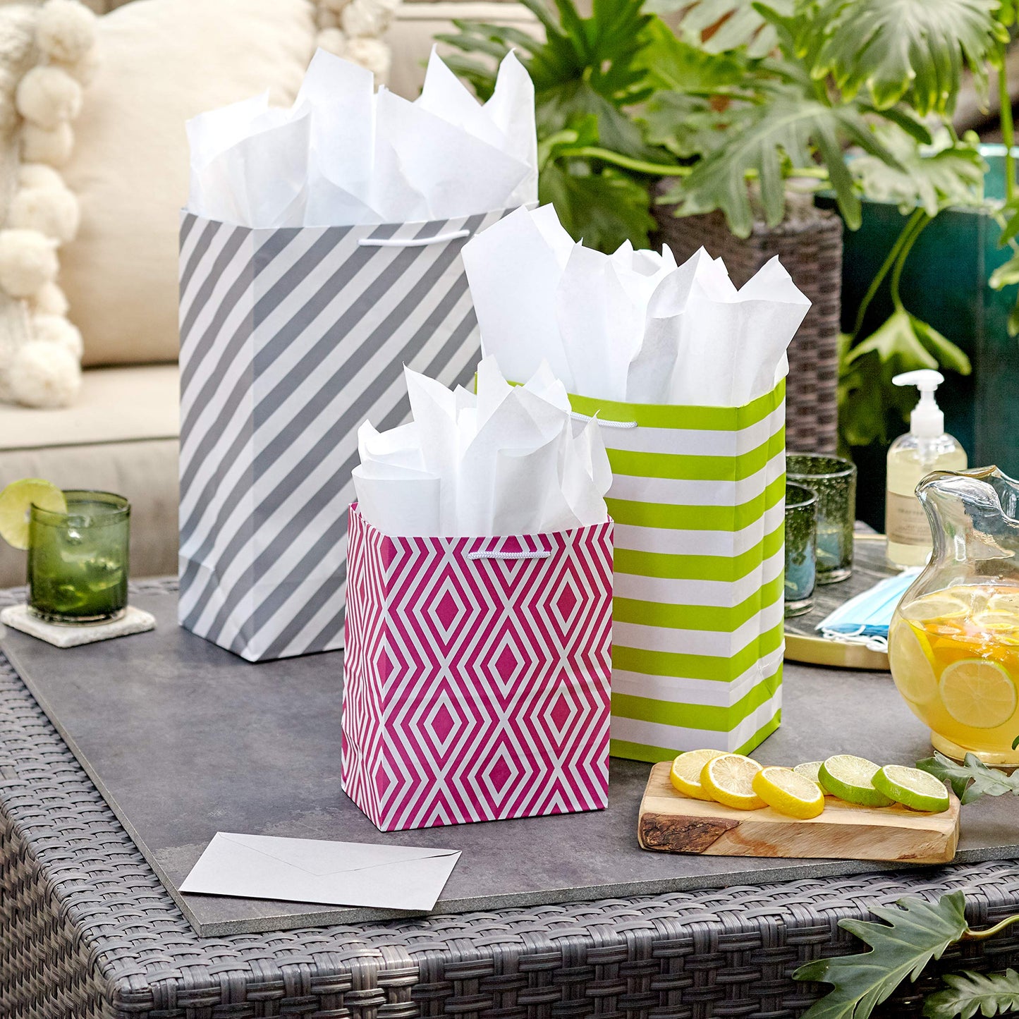 Hallmark Pastel Gift Bags in Assorted Sizes (Pack of 12-5 Medium 8", 4 Large 11", 3 Extra Large 14") for Baby Showers, Bridal Showers, Birthdays, Easter