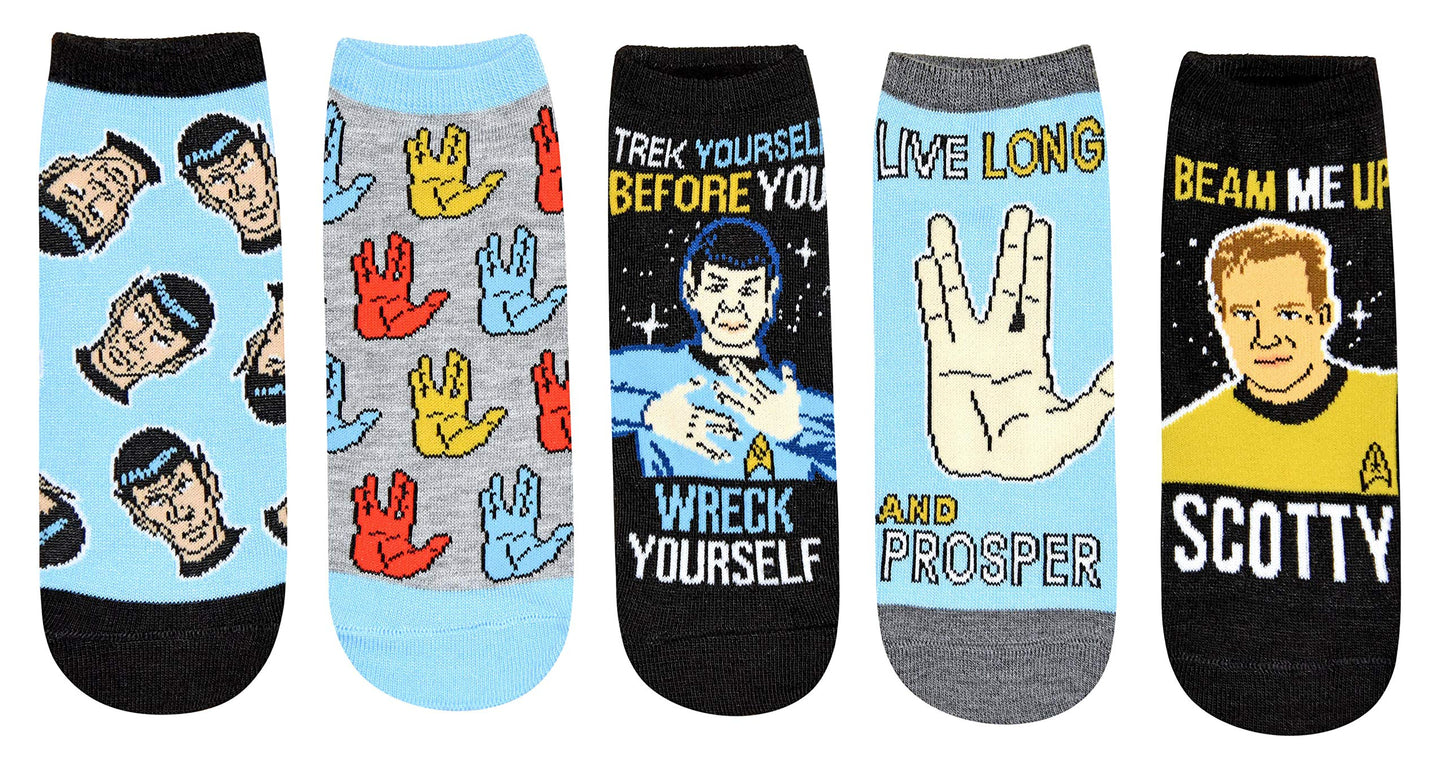 Star Trek Spock Trek Yourself Before You Wreck Yourself Juniors/Womens 5 Pack Ankle Socks