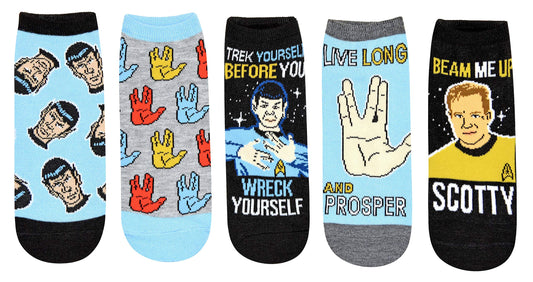 Star Trek Spock Trek Yourself Before You Wreck Yourself Juniors/Womens 5 Pack Ankle Socks
