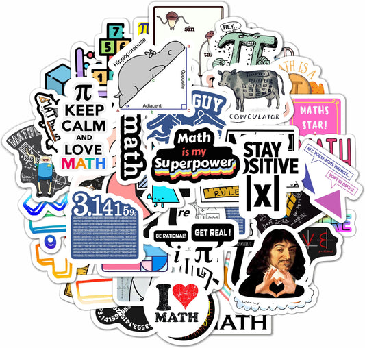 BulbaCraft BulbaCraft 100Pcs Small Math Stickers - Funny Math Gifts for Women and Men, Mathematics Gifts for Women & Men