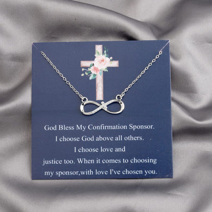 FEELMEM Confirmation Sponsor Necklace God Bless My Confirmation Sponsor Gift Catholic Mentor Gifts for Godmother Thank You