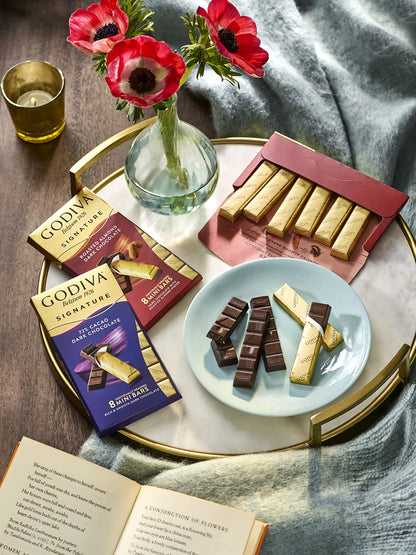 Godiva Roasted Almond Dark Chocolate Mini Bars, Individually Wrapped Snacks, Rich Dark Chocolate with Crunchy Almond Pieces, Shareable & On-the-Go Treat, 12 Ct, 8pc each