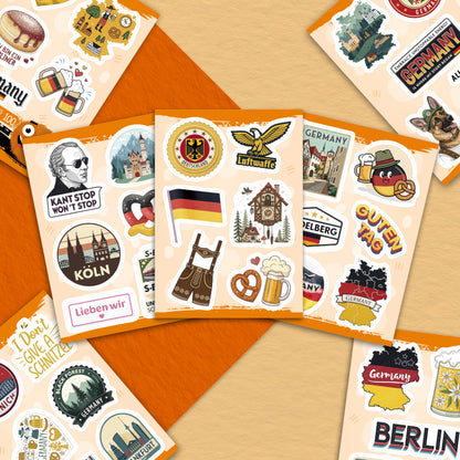 100Pcs Germany Stickers Small for Luggage, Water Bottle - Germany Party Supplies- German Stickers - Gift for Women & Men