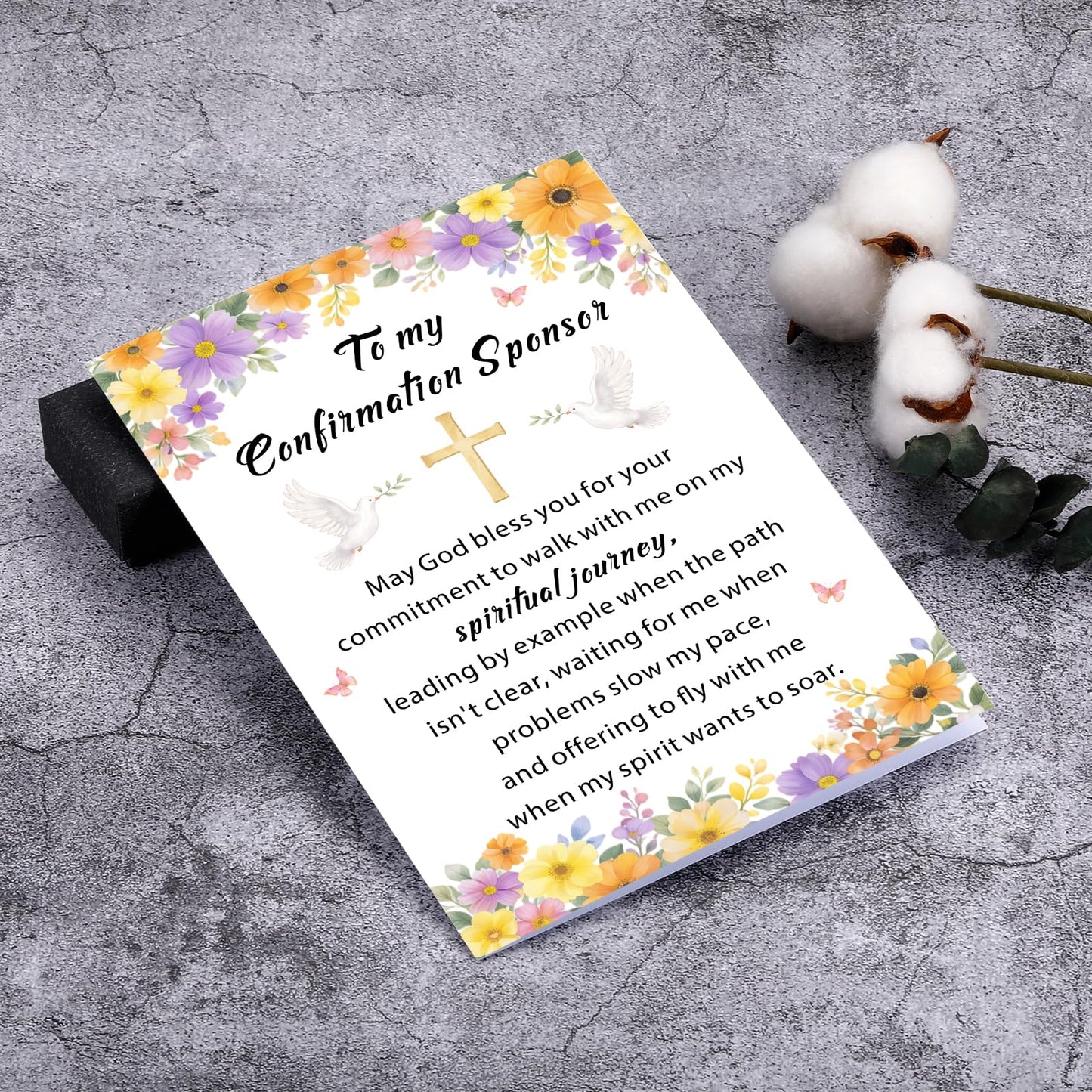 Confirmation Sponsor Card, Confirmation Sponsor Gifts for Women Men, Catholic Confirmation Cards for Godmother Godfather Appreciation Gift Christian Religious Sponsor Thank You Card for Godparent