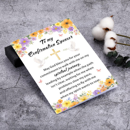 Confirmation Sponsor Card, Confirmation Sponsor Gifts for Women Men, Catholic Confirmation Cards for Godmother Godfather Appreciation Gift Christian Religious Sponsor Thank You Card for Godparent