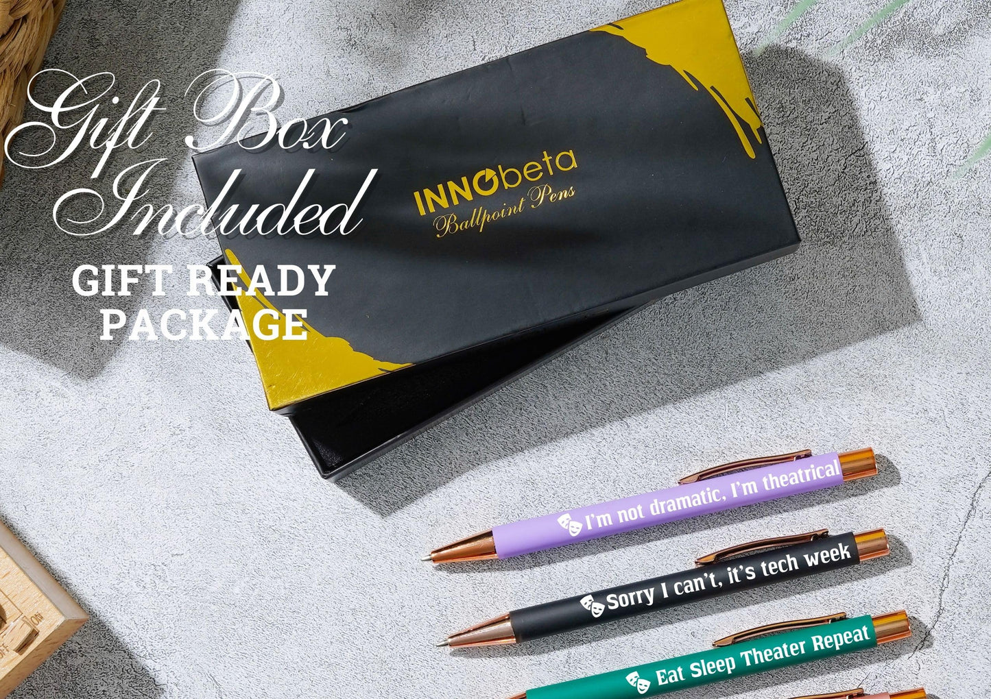 InnoBeta Theater Gifts for Women Men, Ballpoint Pen Set of 4 with Quotes, Musical Broadway Theatre Lover Gift for Friends, Actors
