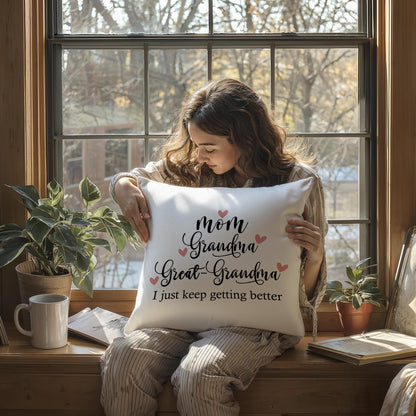 new mom Gifts,mom Grandma Great Grandma Throw Pillow Covers case 18x18,Pregnancy Announcement Gifts