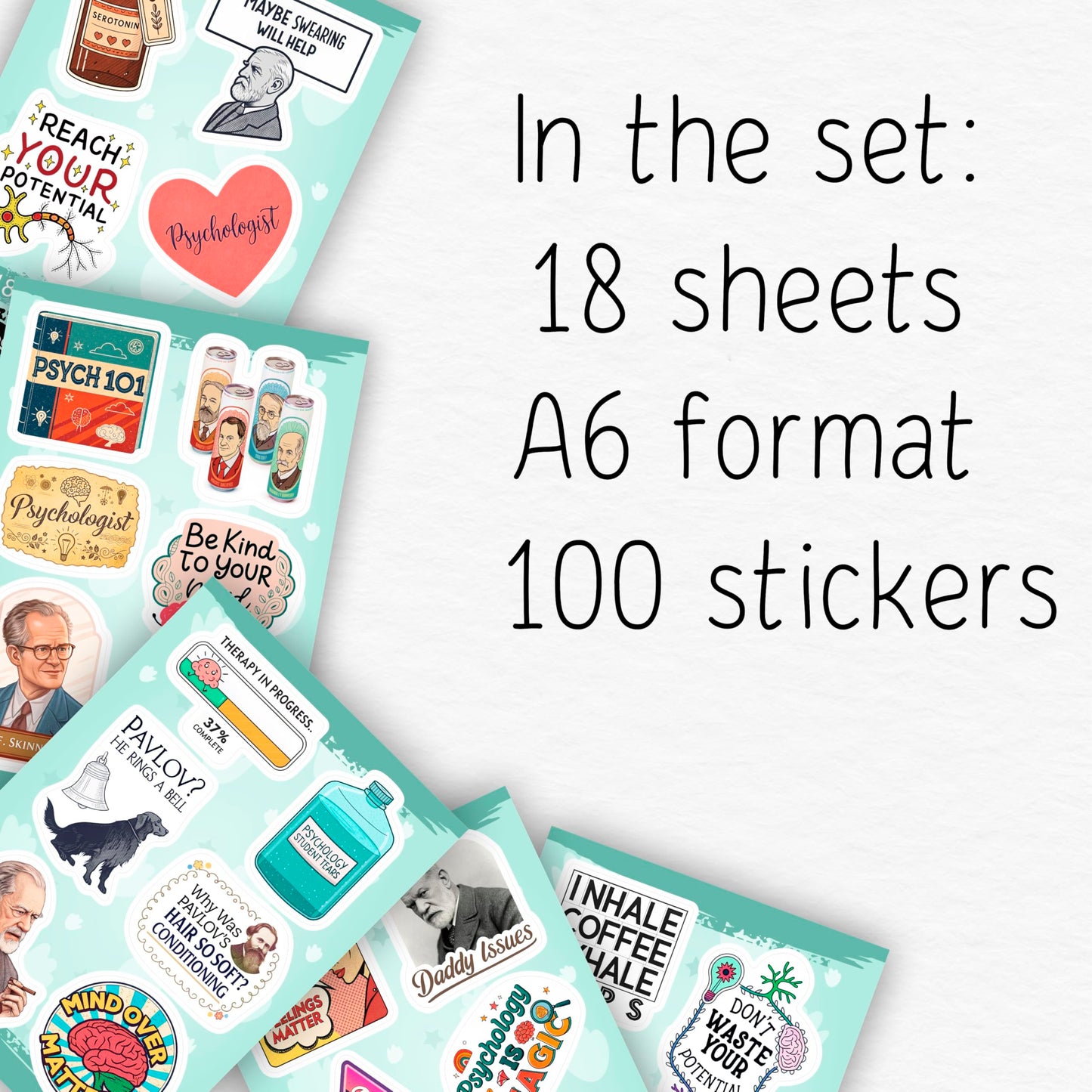 100Pcs Psychology Stickers for Laptop, for Water Botttle - Funny Psychologist Stickers for Therapist - Psychology Party Supplies - Gift for Women & Men