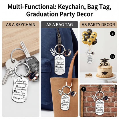 2026 Keychain - Personalized Stainless Steel Graduation Gift for Graduates with Charm of 2026