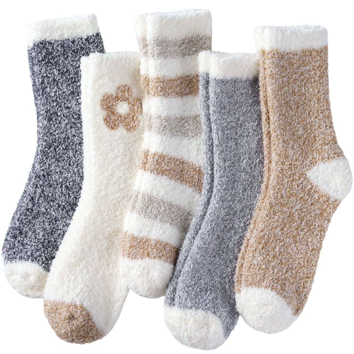 Fuzzy Socks for Women Cozy Warm Fluffy Winter Valentine's Day Gifts Slipper Plush Soft Spa Socks 5 Pairs