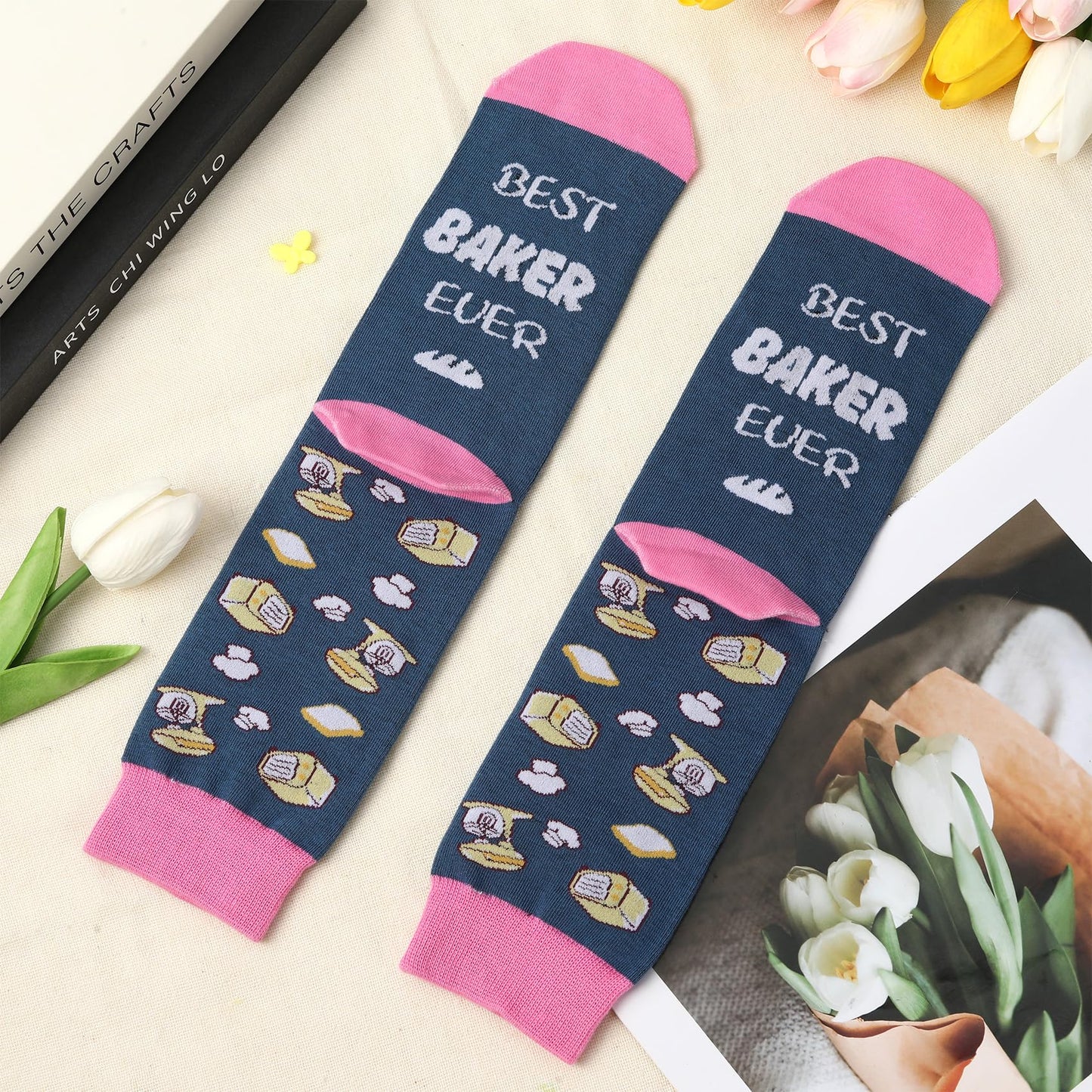 Gifts for Bakers Women, Bread Baker Gifts Socks, Unique Baking Themed Gift for Bread Bakers Baking Lovers Friend Mom Daughter, Funny Best Birthday Christmas Stuffers Socks Baker Gift Ideas