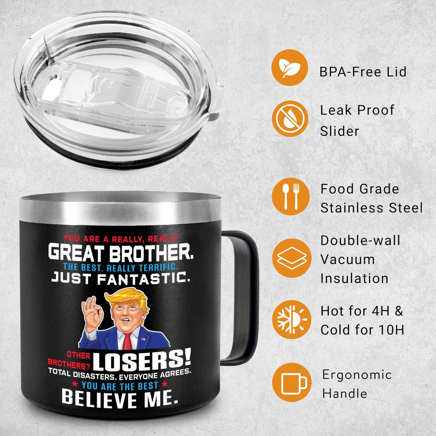 Gifts for Brother from Sister, Birthday Gift for Adult Older Bro, You Are A Really Great Brother Mug Tumbler 14Oz - Insulated Coffee Cup with Lid and Gift Box