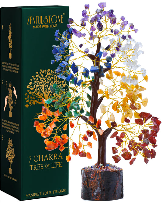 7 Chakra Tree of Life Crystal Tree - Gemstone Healing Tree for Positive Energy, Home Office Crystal Tree Decor, Chakra Crystal Tree Housewarming - Birthday Gifts for Women, Men, Mom, Sister, Friends