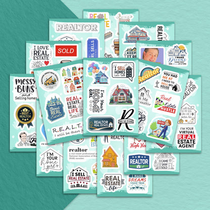 100Pcs Realtor Stickers for Laptop & Water Bottles, Real Estate Stickers - Real Estate Agent Gifts - Realtor Party Supplies - Gift for Women & Men