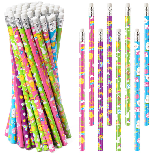 Xqumoi 60Pcs Easter Religious Pencils with Eraser - He is Risen Christian #2 HB Pencils, Sunday School Classroom Student Rewards Office Supply Holiday Gift Goodie Bag Fillers Stuffers Party Favors