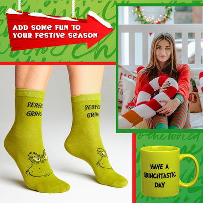 The Grinch Mug and Socks Gift Set for Women Men Teenagers Ceramic Cup for Coffee Tea Novelty Holiday Christmas Gifts Secret Santa