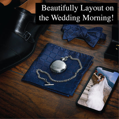 FJ FREDERICK JAMES Wedding Pocket Watches for Groomsman, Best Man, Groom, Father of The Bride & Groom I Silver Engraved I Complete Their Wedding Attire
