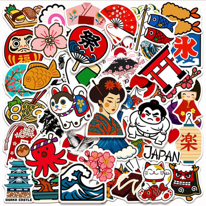 Japan Travel Stickers 50 Pcs Vinyl Waterproof Decal for Laptop Water Bottle Phone Car Window Bike Motorcycle Stakeboard Scrapbook Japanese Traditional Culture Sticker Gifts (Travel)