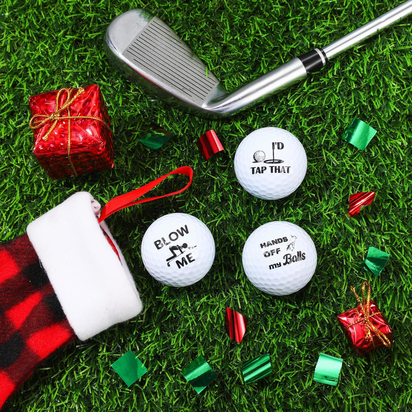 Threan 3 Pcs Golf Ball Gift Set Funny Novelty Golfer Present for Men Birthday Dad Golfing Fan One Standard Size Unit