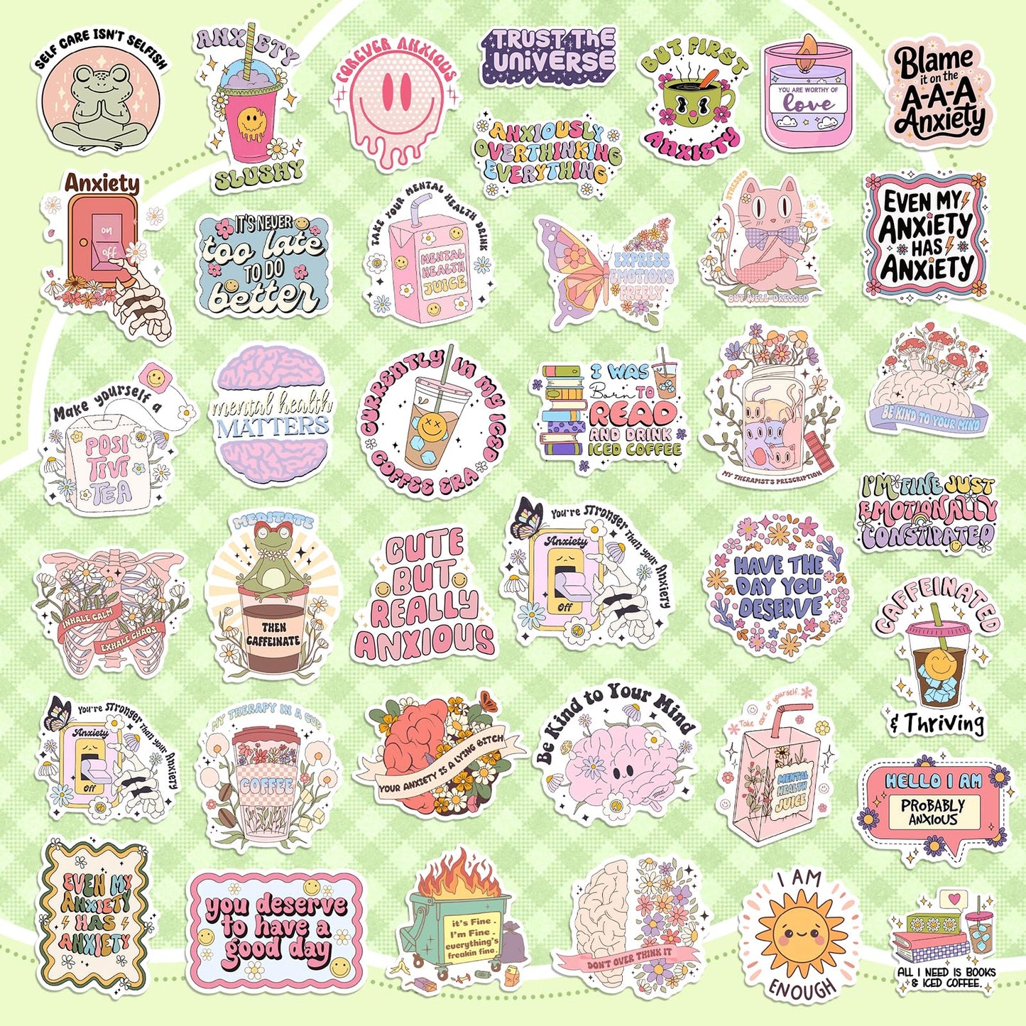 300 PCS Mental Health Stickers, Vinyl Therapy Stickers for Mental Health Journal, Positive Quote Decals for Adult, Therapist Gifts, Journals, Laptops, Water Bottles