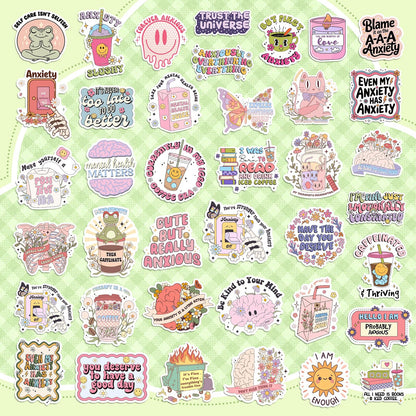300 PCS Mental Health Stickers, Vinyl Therapy Stickers for Mental Health Journal, Positive Quote Decals for Adult, Therapist Gifts, Journals, Laptops, Water Bottles