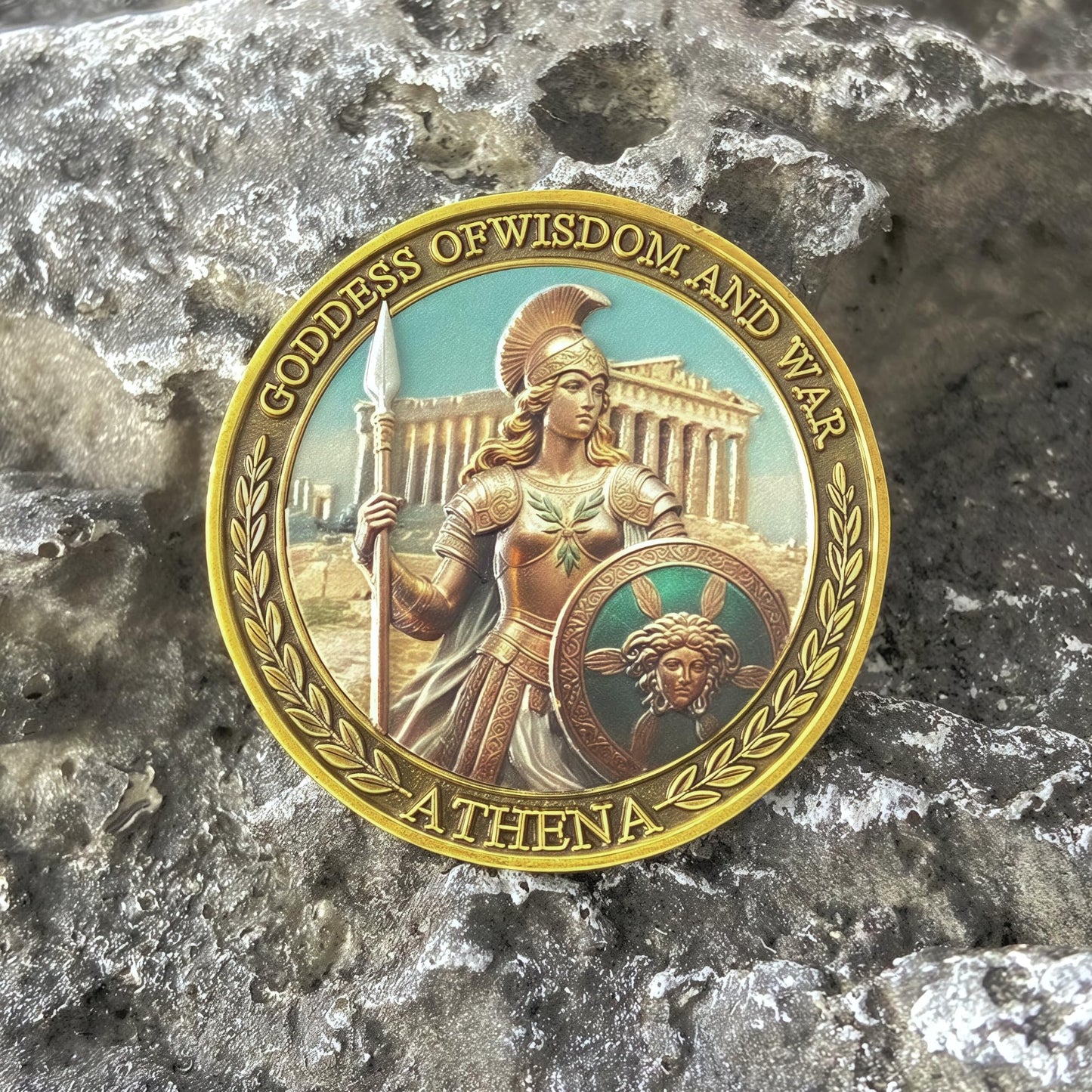Athena Challenge Coin - Goddess of Wisdom & War Commemorative Medallion, Ancient Greek Design, Protector of The City, Inspirational Gift for Collectors